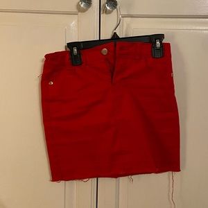 red mini skirt
